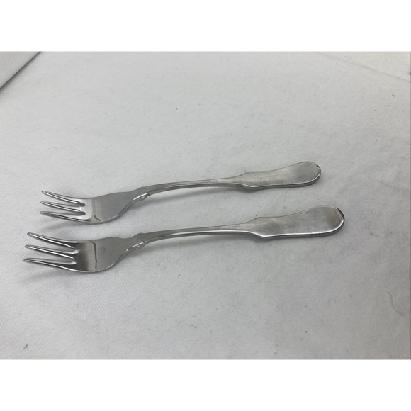 Oxford Hall Stainless OLD FIDDLE Flatware 2 Cocktail Seafood Forks 5 5/8" Japan - Picture 9 of 9
